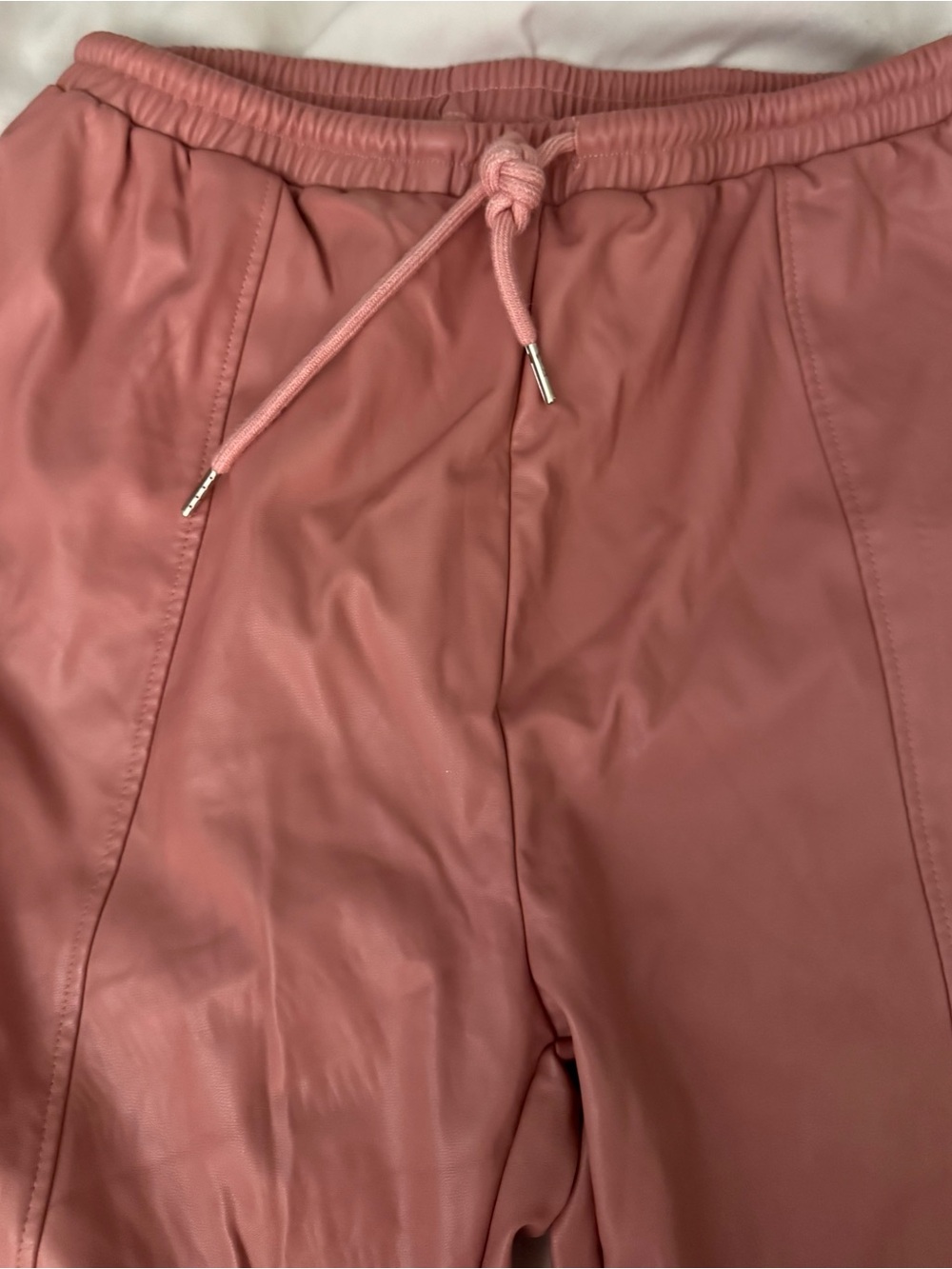 SHEIN Dusty Rose Faux Leather Jogger Pants Elastic Waist Size Large